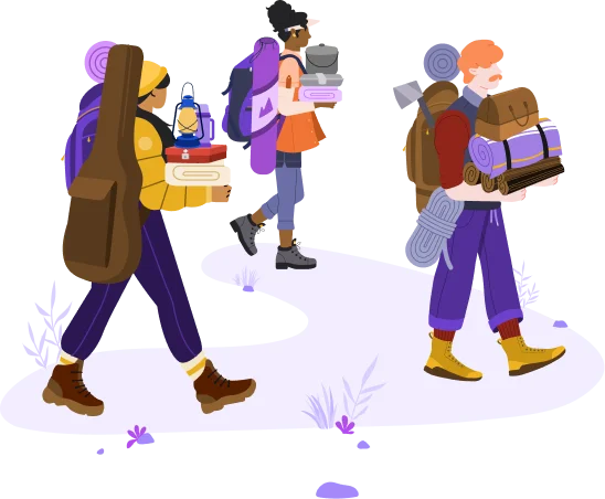 Campfire hero illustration — carry-load